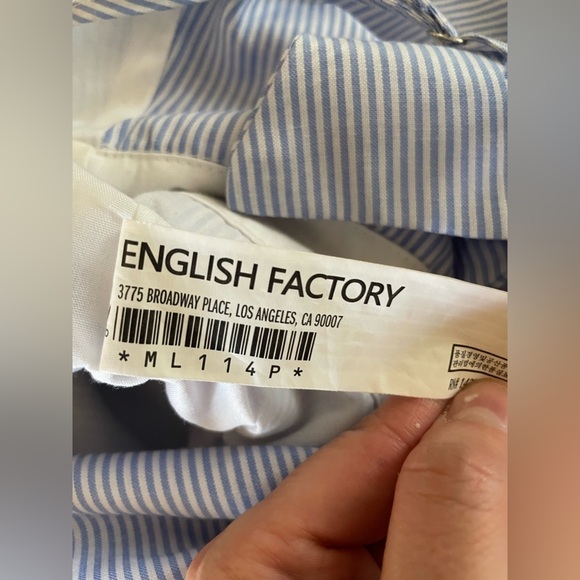 English Factory Cut-Out Bow Front Powder Blue Striped Jumpsuit - Picture 11 of 11